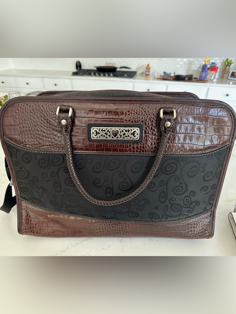 Brighton Brown and black Croc leather Briefcase carry on